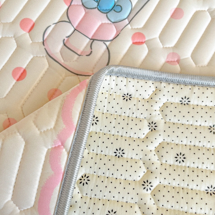 91家纺网 家纺一手货源 找家纺 柒月家居 2026新款小清新乳胶凉席三件套 奶盖猫咪