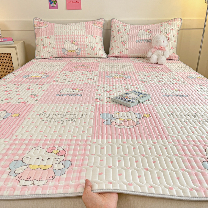 91家纺网 家纺一手货源 找家纺 （总）柒月家居 2026新款小清新乳胶凉席三件套