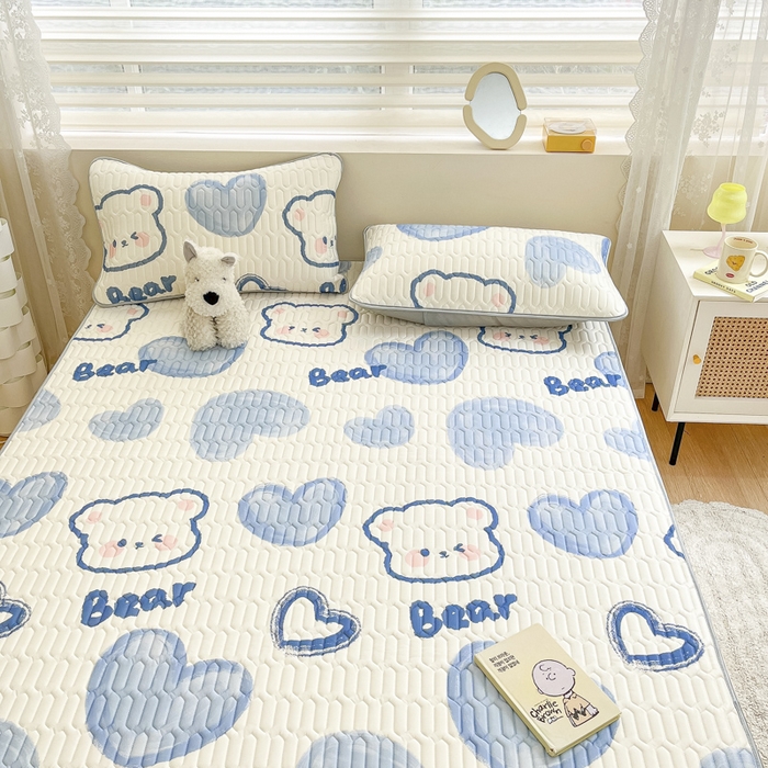 91家纺网 家纺一手货源 找家纺 （总）柒月家居 2026新款小清新乳胶凉席三件套