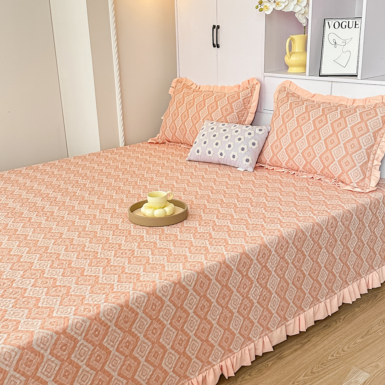 91家纺网 家纺一手货源 找家纺 （总）手艺人家纺 2026新款双层纱夹棉防滑床盖炕盖-第三批