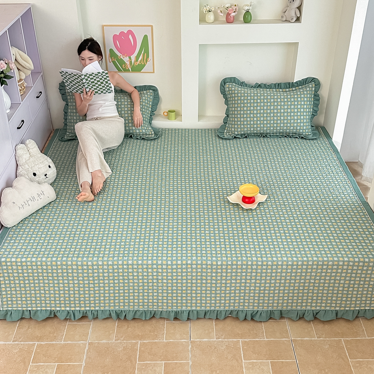 91家纺网 家纺一手货源 找家纺 （总）手艺人家纺 2026新款双层纱夹棉防滑床盖炕盖-第三批