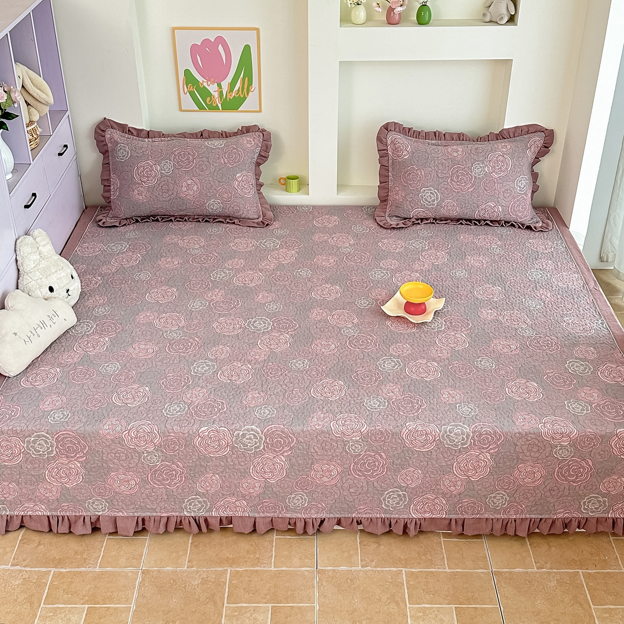 91家纺网 家纺一手货源 找家纺 手艺人家纺 2026新款双层纱夹棉防滑床盖炕盖-第三批 A29