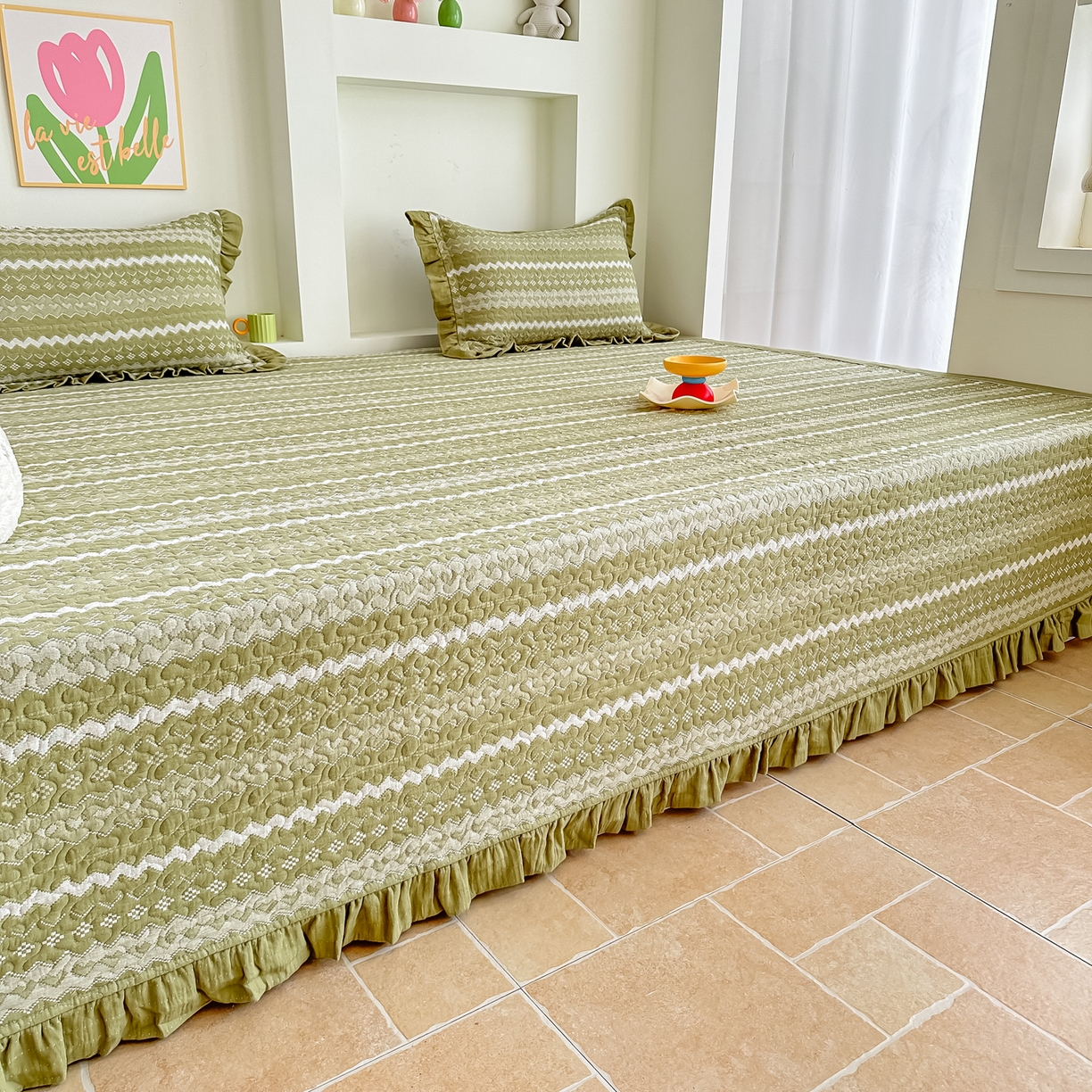 手艺人家纺 2026新款双层纱夹棉防滑床盖炕盖-第三批 A33