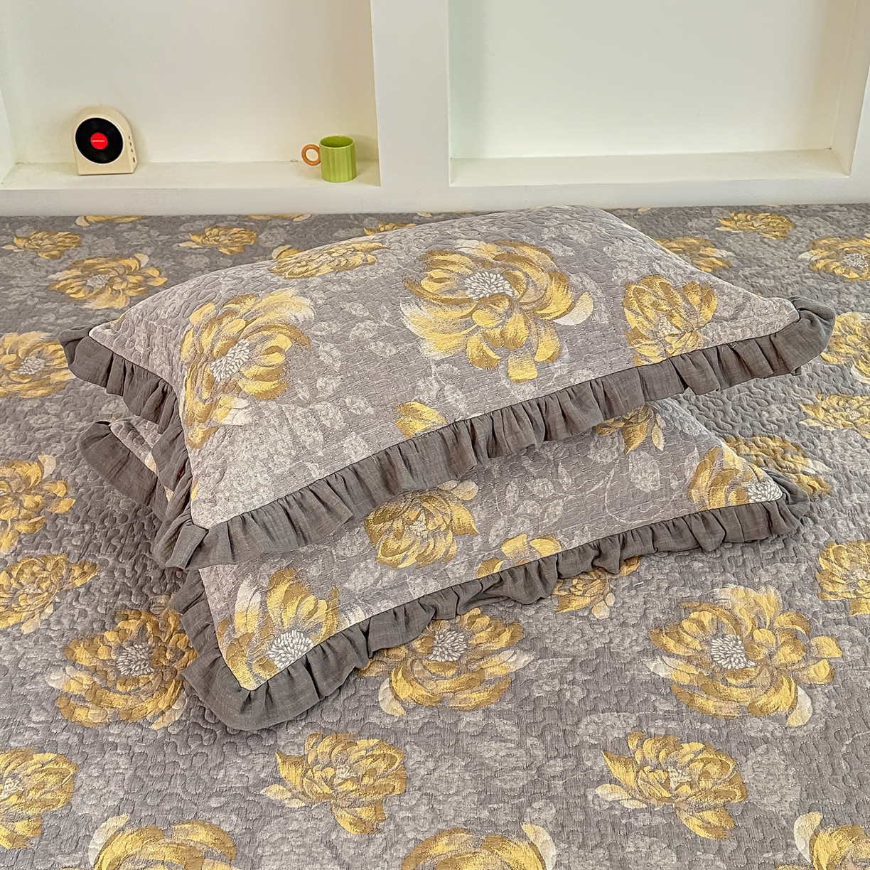 91家纺网 家纺一手货源 找家纺 手艺人家纺 2026新款双层纱夹棉防滑床盖炕盖-第三批 A30