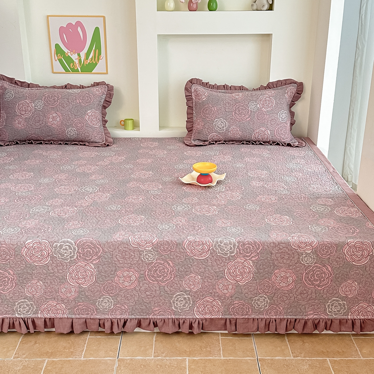 91家纺网 家纺一手货源 找家纺 手艺人家纺 2026新款双层纱夹棉防滑床盖炕盖-第三批 A29