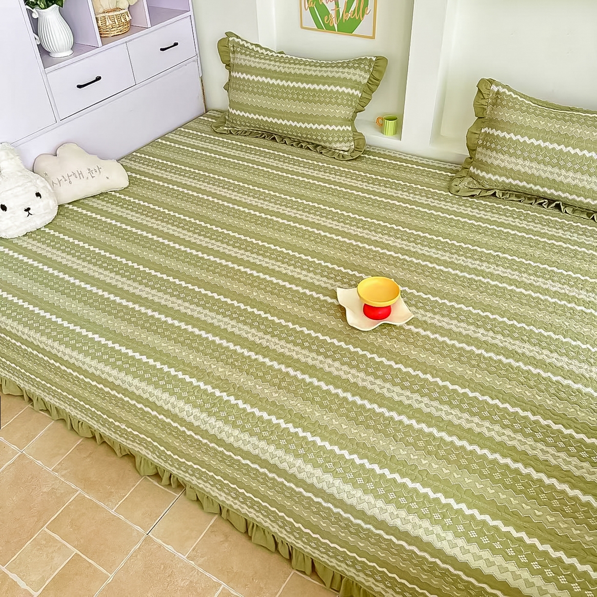 91家纺网 家纺一手货源 找家纺 手艺人家纺 2026新款双层纱夹棉防滑床盖炕盖-第三批 A33