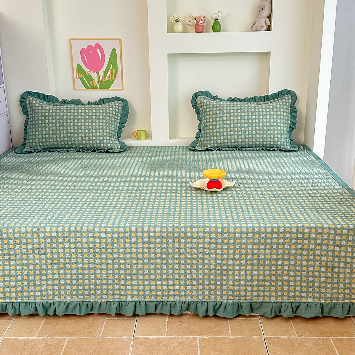 91家纺网 家纺一手货源 找家纺 （总）手艺人家纺 2026新款双层纱夹棉防滑床盖炕盖-第三批