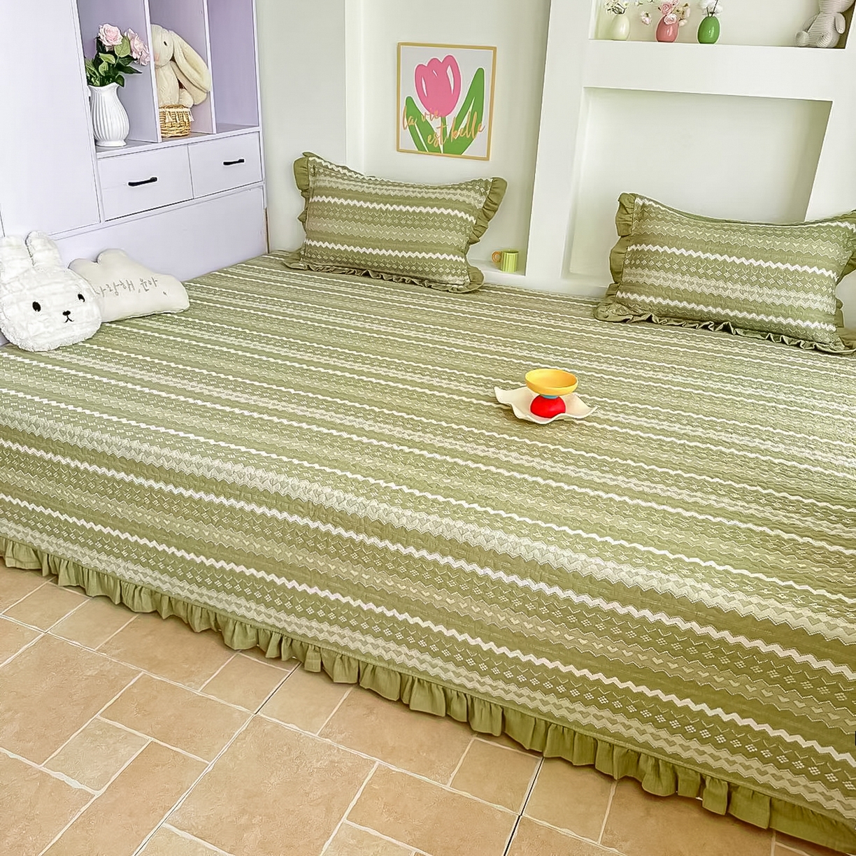 91家纺网 家纺一手货源 找家纺 手艺人家纺 2026新款双层纱夹棉防滑床盖炕盖-第三批 A33