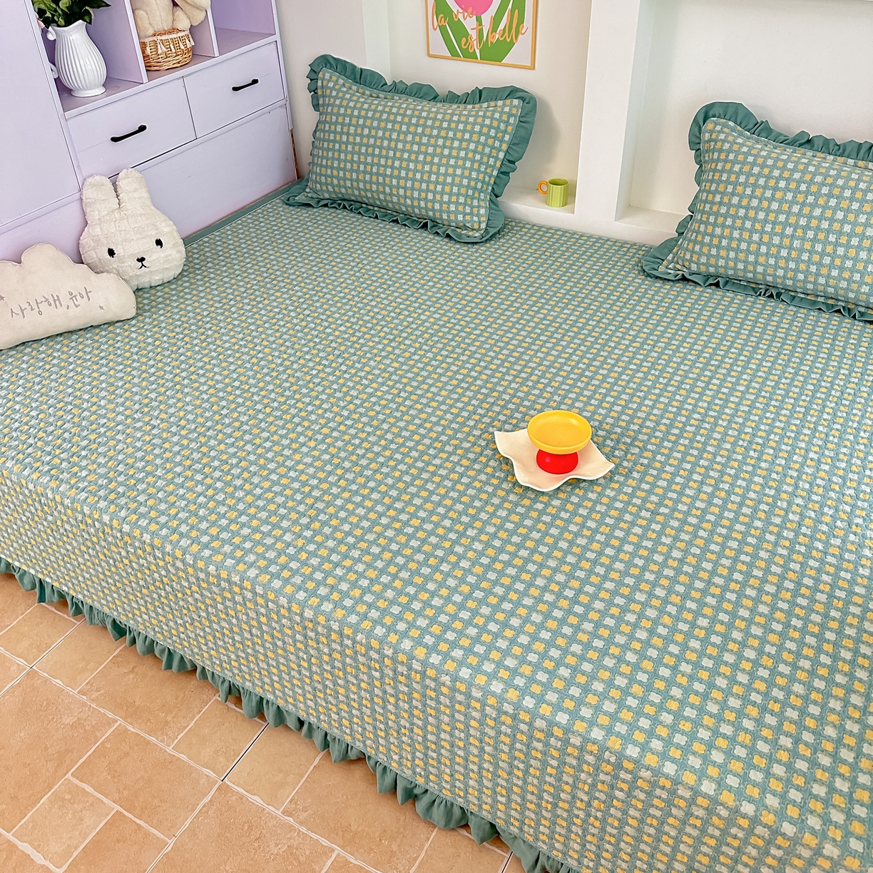 91家纺网 家纺一手货源 找家纺 （总）手艺人家纺 2026新款双层纱夹棉防滑床盖炕盖-第三批