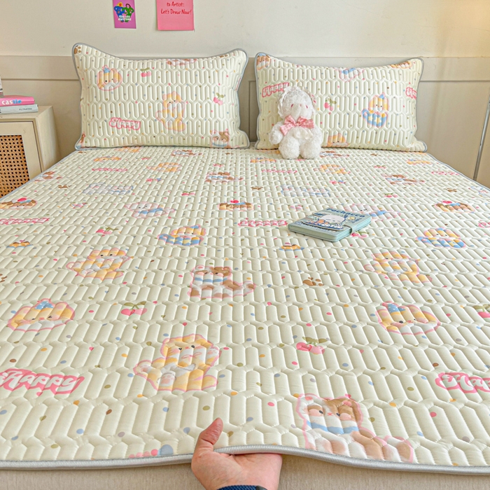 91家纺网 家纺一手货源 找家纺 （总）柒月家居 2026新款小清新乳胶凉席三件套