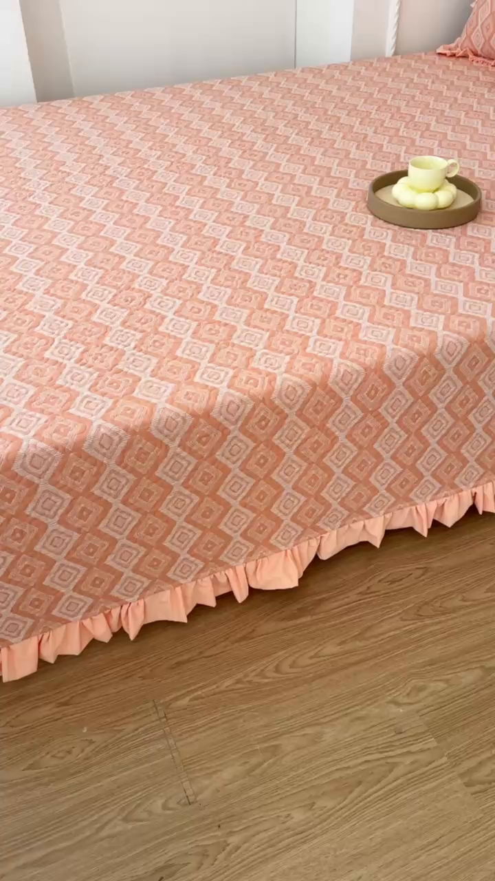 91家纺网 家纺一手货源 找家纺 手艺人家纺 2026新款双层纱夹棉防滑床盖炕盖-第三批 A37