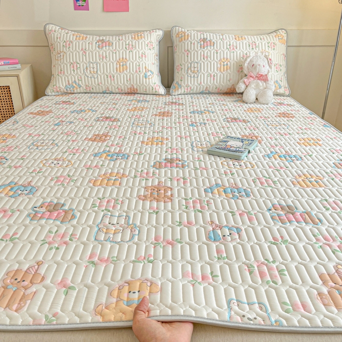 91家纺网 家纺一手货源 找家纺 （总）柒月家居 2026新款小清新乳胶凉席三件套