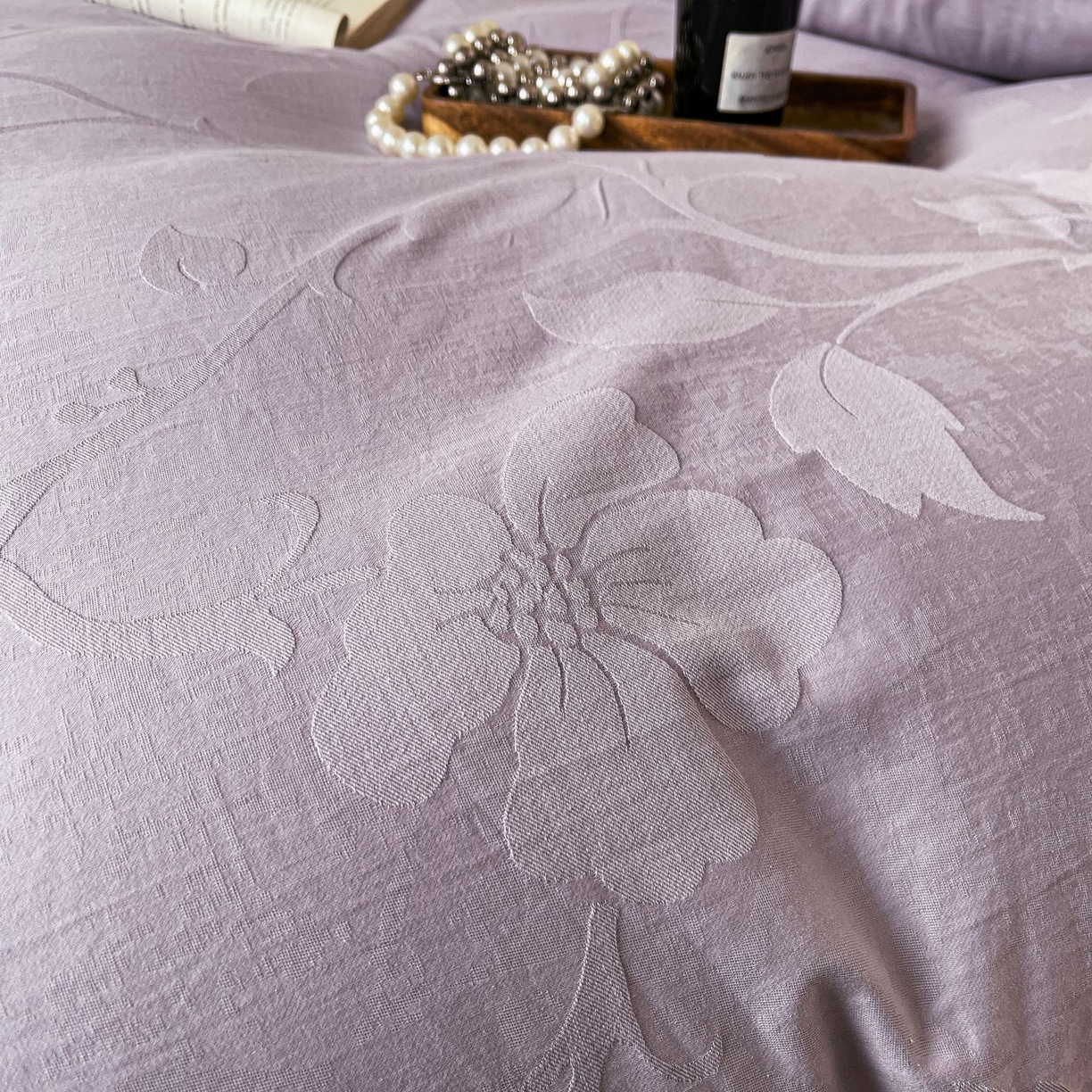 91家纺网 家纺一手货源 找家纺 乐家毛巾被（工厂自产自销） 2026春夏新款全棉60S长绒棉立体厚织提花四件套 碧罗