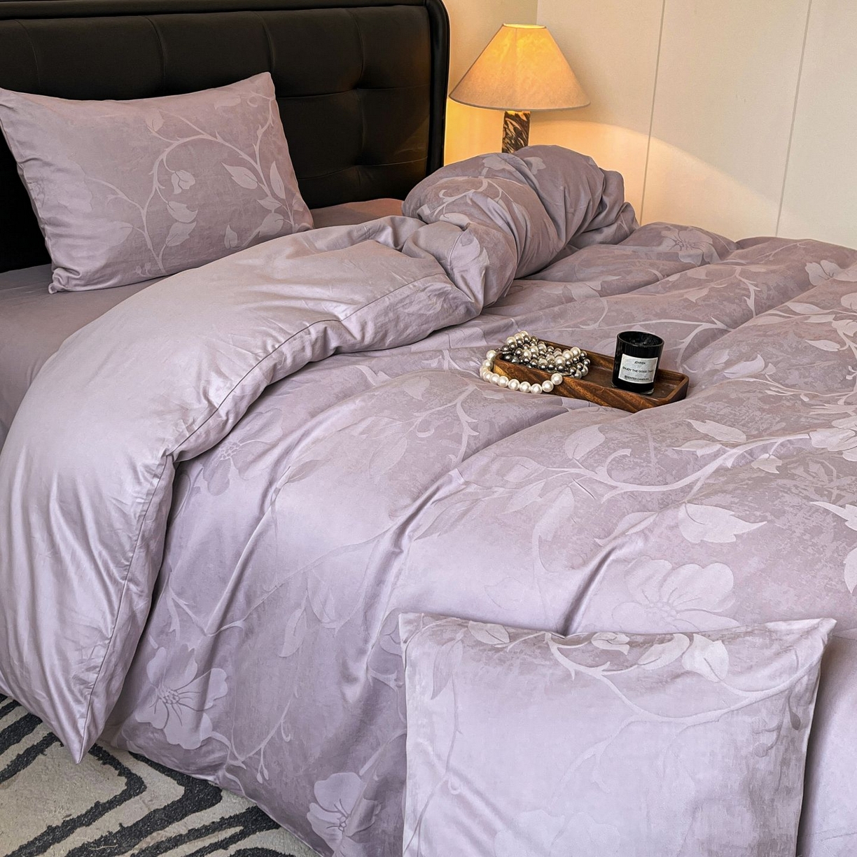 91家纺网 家纺一手货源 找家纺 乐家毛巾被（工厂自产自销） 2026春夏新款全棉60S长绒棉立体厚织提花四件套 碧罗