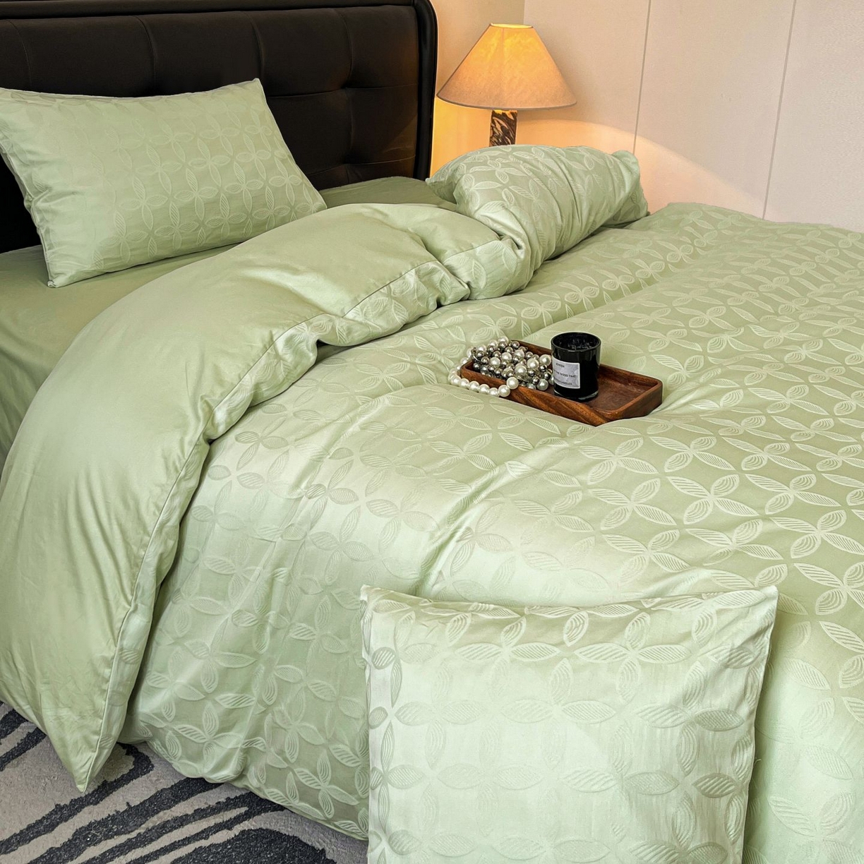 91家纺网 家纺一手货源 找家纺 乐家毛巾被（工厂自产自销） 2026春夏新款全棉60S长绒棉立体厚织提花四件套 翠微