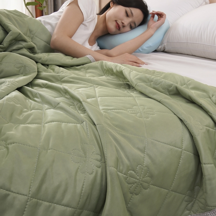 91家纺网 家纺一手货源 找家纺 手艺人家纺 2026新款夏季凉感冰丝爆款夏凉薄款被子空调水洗单人夏天双人宿舍可机洗 方格果绿