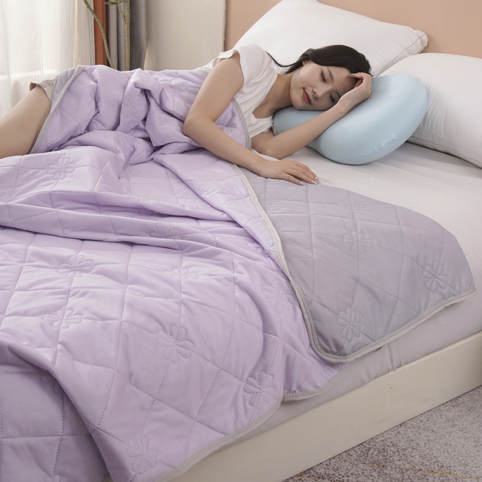 91家纺网 家纺一手货源 找家纺 手艺人家纺 2026新款夏季凉感冰丝爆款夏凉薄款被子空调水洗单人夏天双人宿舍可机洗 方格魅紫