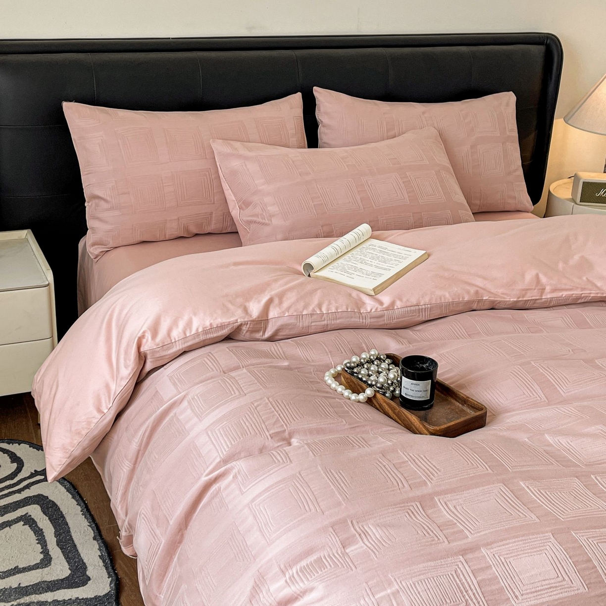 91家纺网 家纺一手货源 找家纺 乐家毛巾被（工厂自产自销） 2026春夏新款全棉60S长绒棉立体厚织提花四件套 叠框