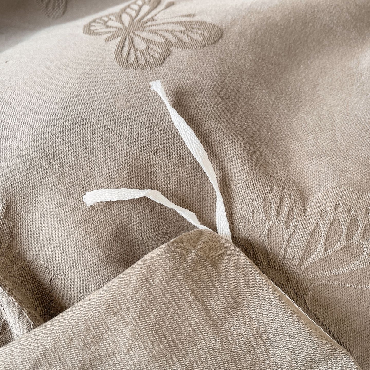 91家纺网 家纺一手货源 找家纺 乐家毛巾被（工厂自产自销） 2026春夏新款全棉60S长绒棉立体厚织提花四件套 蝶影