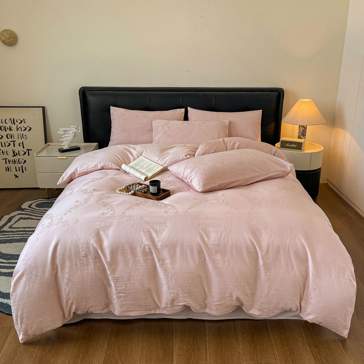 乐家毛巾被（工厂自产自销） 2026春夏新款全棉60S长绒棉立体厚织提花四件套 花叶蝶影