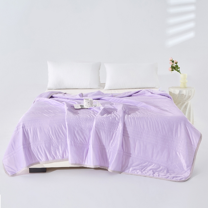 91家纺网 家纺一手货源 找家纺 手艺人家纺 2026新款夏季凉感冰丝爆款夏凉薄款被子空调水洗单人夏天双人宿舍可机洗 条纹紫色