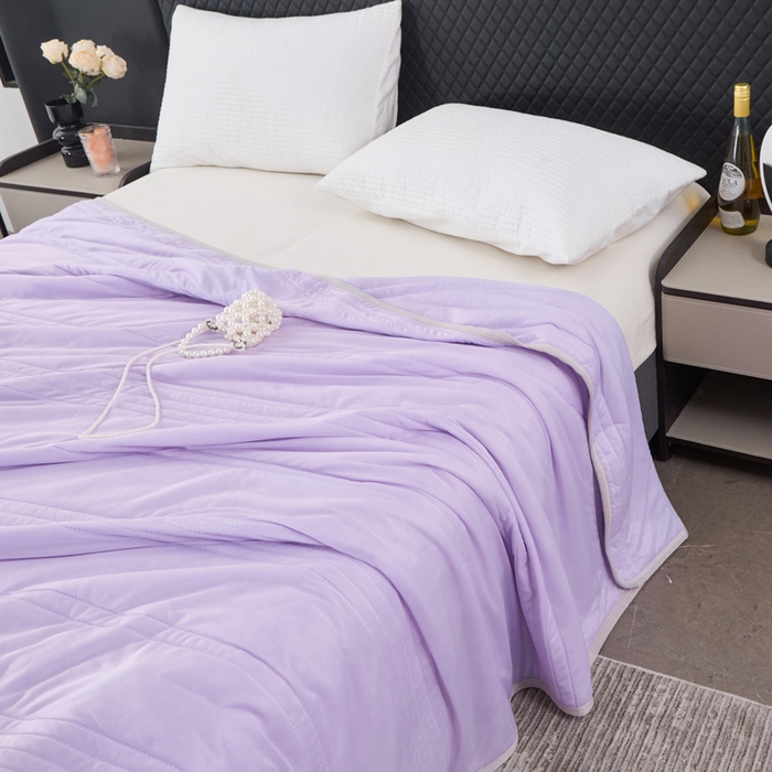 91家纺网 家纺一手货源 找家纺 手艺人家纺 2026新款夏季凉感冰丝爆款夏凉薄款被子空调水洗单人夏天双人宿舍可机洗 条纹紫色