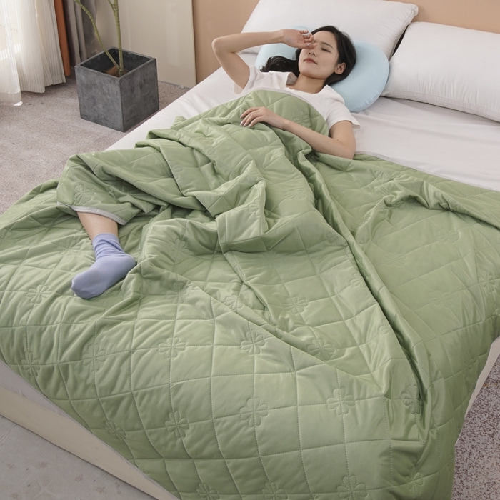 91家纺网 家纺一手货源 找家纺 手艺人家纺 2026新款夏季凉感冰丝爆款夏凉薄款被子空调水洗单人夏天双人宿舍可机洗 方格果绿