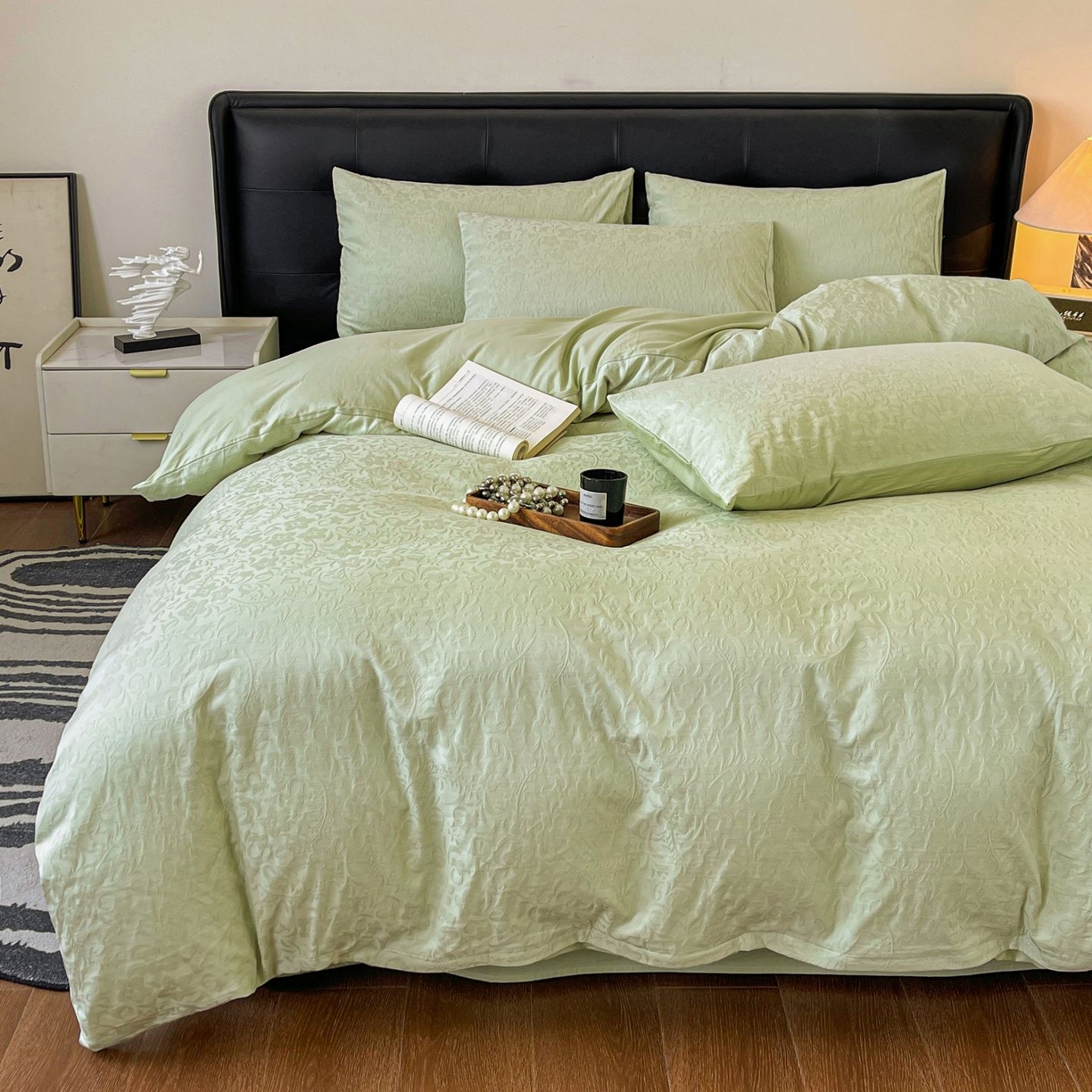 91家纺网 家纺一手货源 找家纺 乐家毛巾被（工厂自产自销） 2026春夏新款全棉60S长绒棉立体厚织提花四件套 篱上花