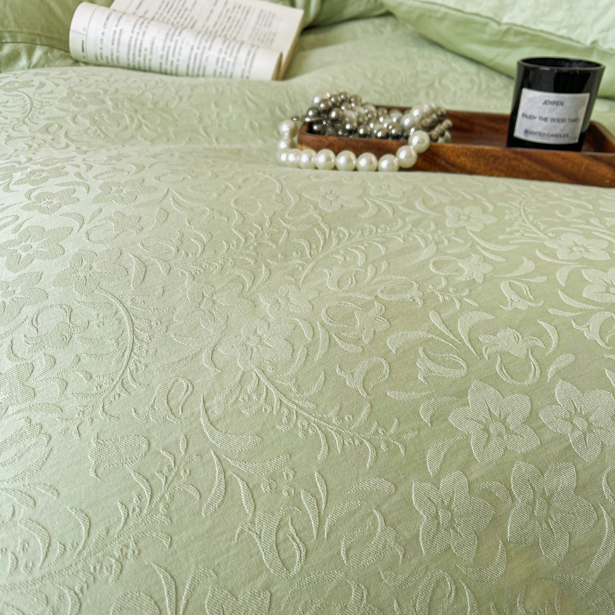 91家纺网 家纺一手货源 找家纺 乐家毛巾被（工厂自产自销） 2026春夏新款全棉60S长绒棉立体厚织提花四件套 篱上花