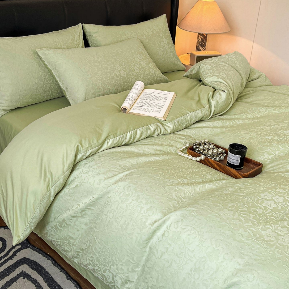 91家纺网 家纺一手货源 找家纺 乐家毛巾被（工厂自产自销） 2026春夏新款全棉60S长绒棉立体厚织提花四件套 篱上花