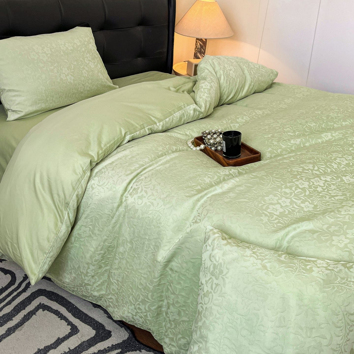 91家纺网 家纺一手货源 找家纺 乐家毛巾被（工厂自产自销） 2026春夏新款全棉60S长绒棉立体厚织提花四件套 篱上花