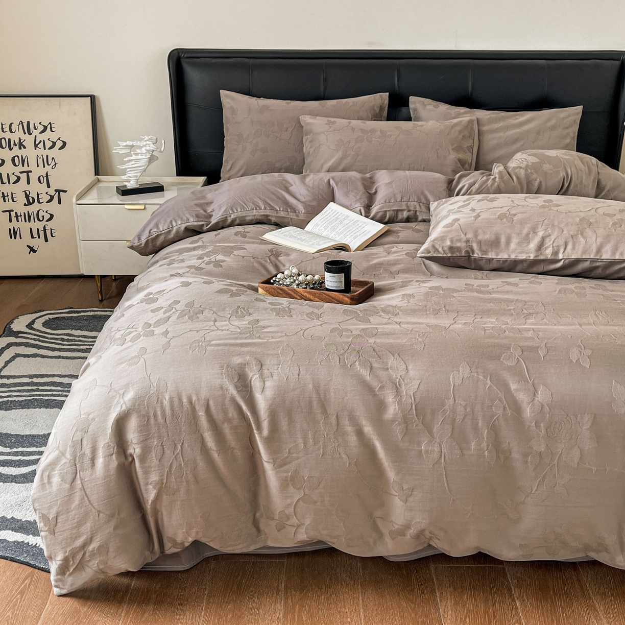 91家纺网 家纺一手货源 找家纺 乐家毛巾被（工厂自产自销） 2026春夏新款全棉60S长绒棉立体厚织提花四件套 露染