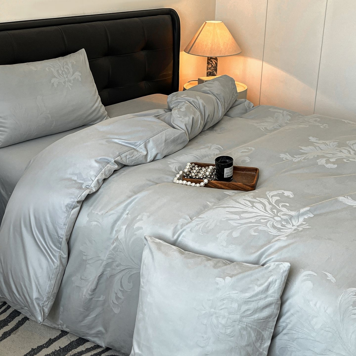 91家纺网 家纺一手货源 找家纺 乐家毛巾被（工厂自产自销） 2026春夏新款全棉60S长绒棉立体厚织提花四件套 掠影