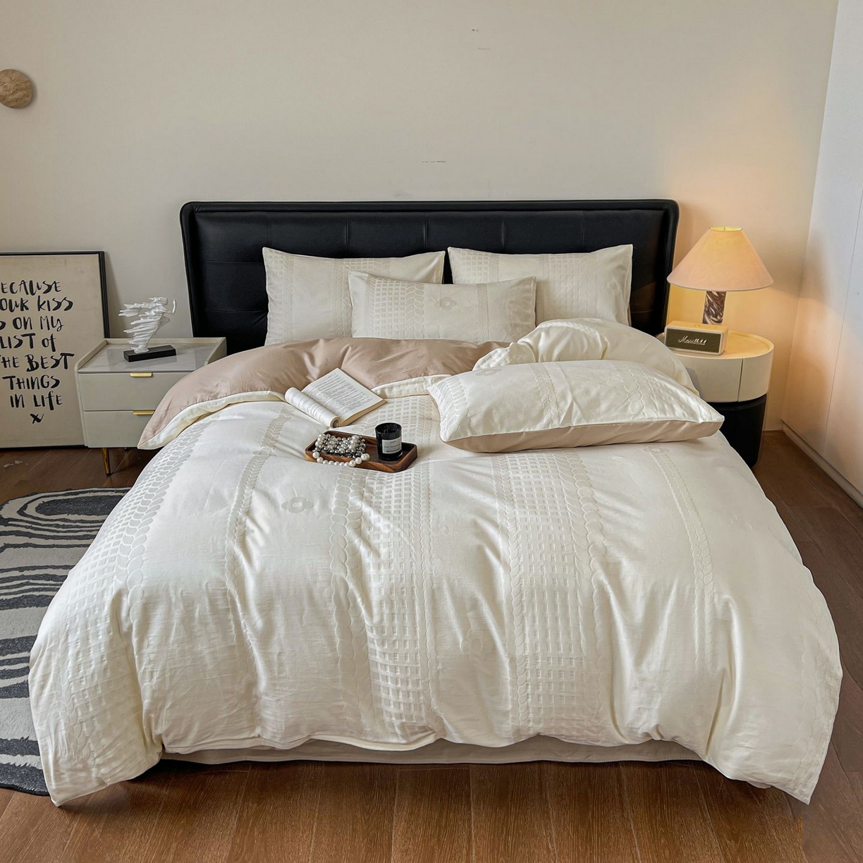 乐家毛巾被（工厂自产自销） 2026春夏新款全棉60S长绒棉立体厚织提花四件套 落痕