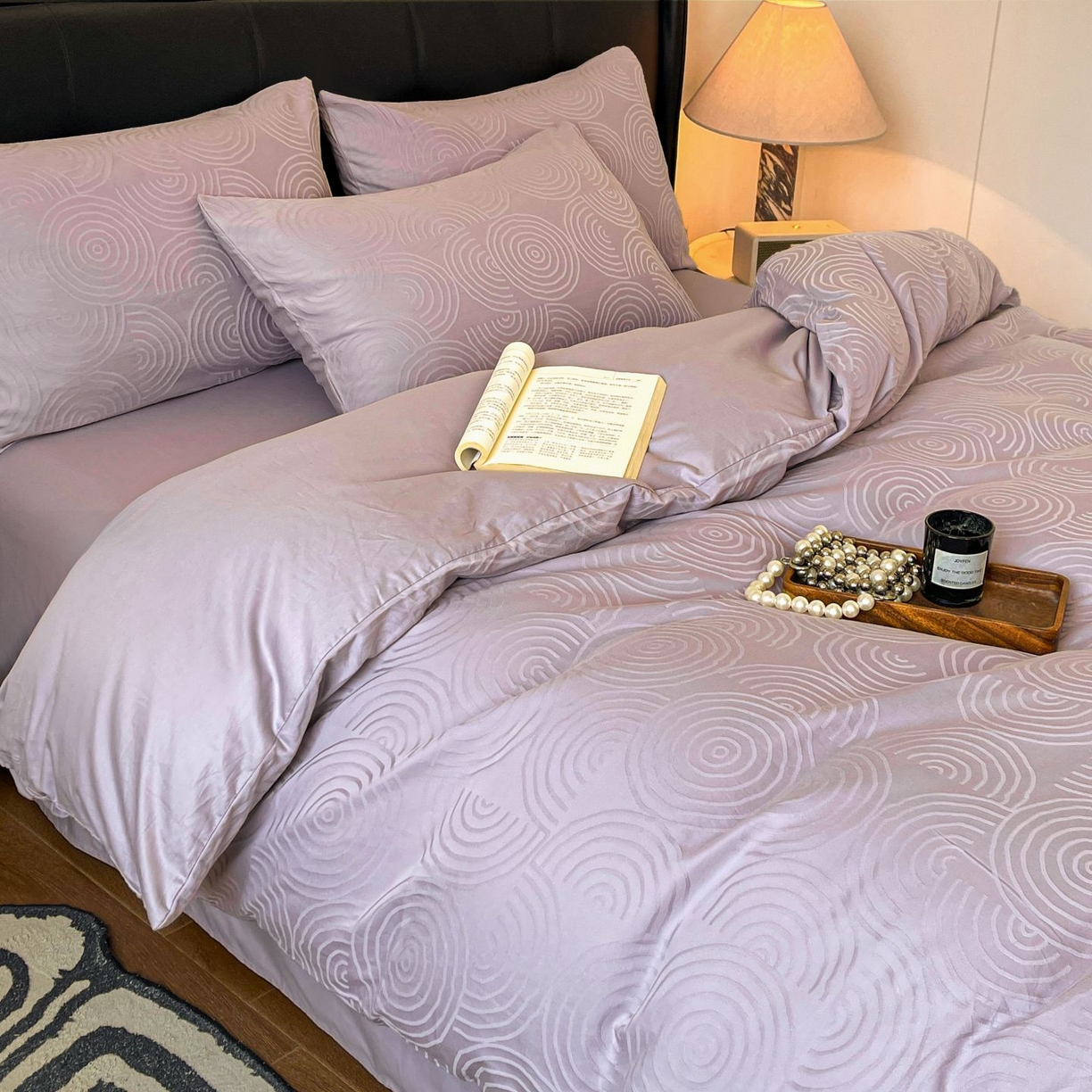 91家纺网 家纺一手货源 找家纺 乐家毛巾被（工厂自产自销） 2026春夏新款全棉60S长绒棉立体厚织提花四件套 眠琴