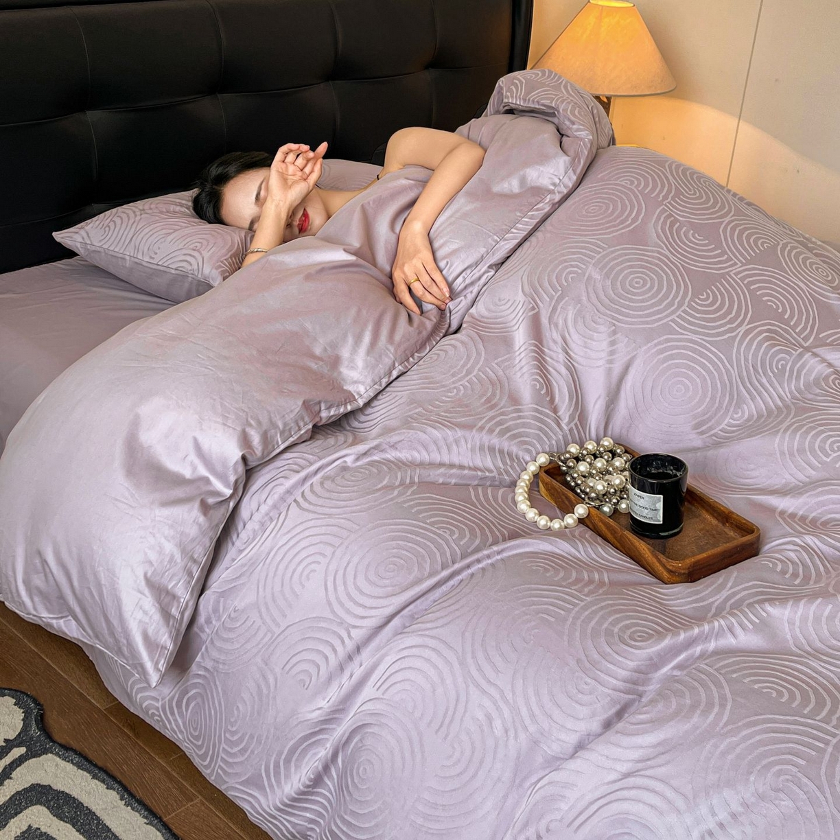 91家纺网 家纺一手货源 找家纺 乐家毛巾被（工厂自产自销） 2026春夏新款全棉60S长绒棉立体厚织提花四件套 眠琴