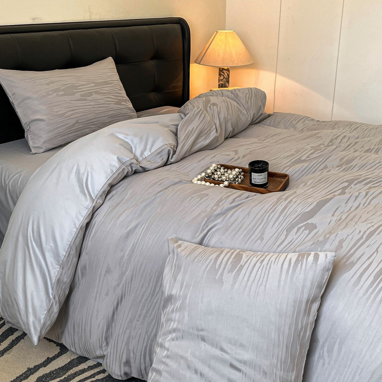 91家纺网 家纺一手货源 找家纺 乐家毛巾被（工厂自产自销） 2026春夏新款全棉60S长绒棉立体厚织提花四件套 年轮