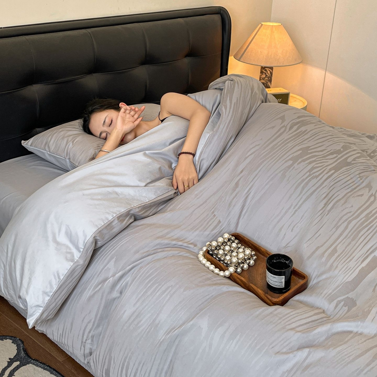 91家纺网 家纺一手货源 找家纺 乐家毛巾被（工厂自产自销） 2026春夏新款全棉60S长绒棉立体厚织提花四件套 年轮