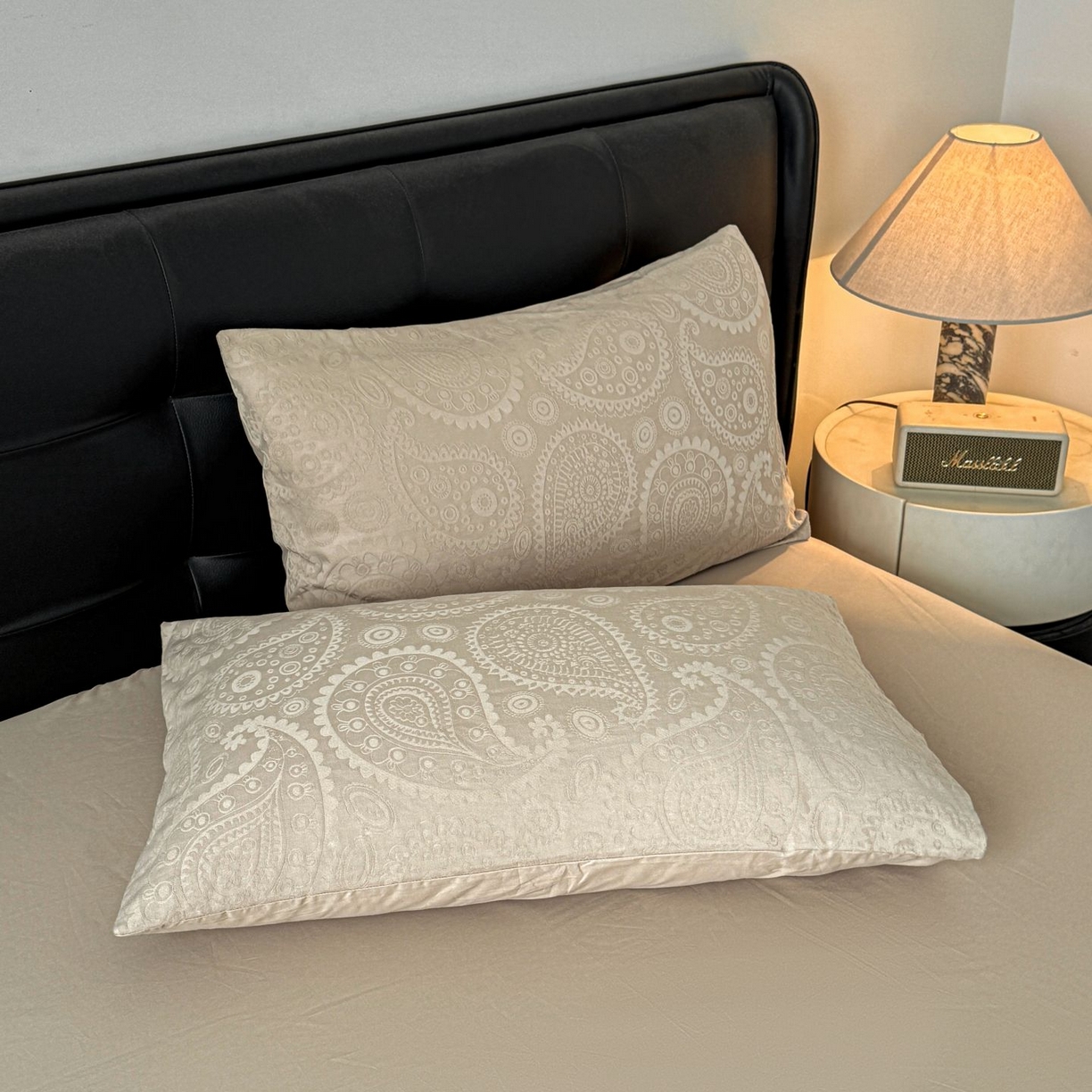 91家纺网 家纺一手货源 找家纺 乐家毛巾被（工厂自产自销） 2026春夏新款全棉60S长绒棉立体厚织提花四件套 浅迹