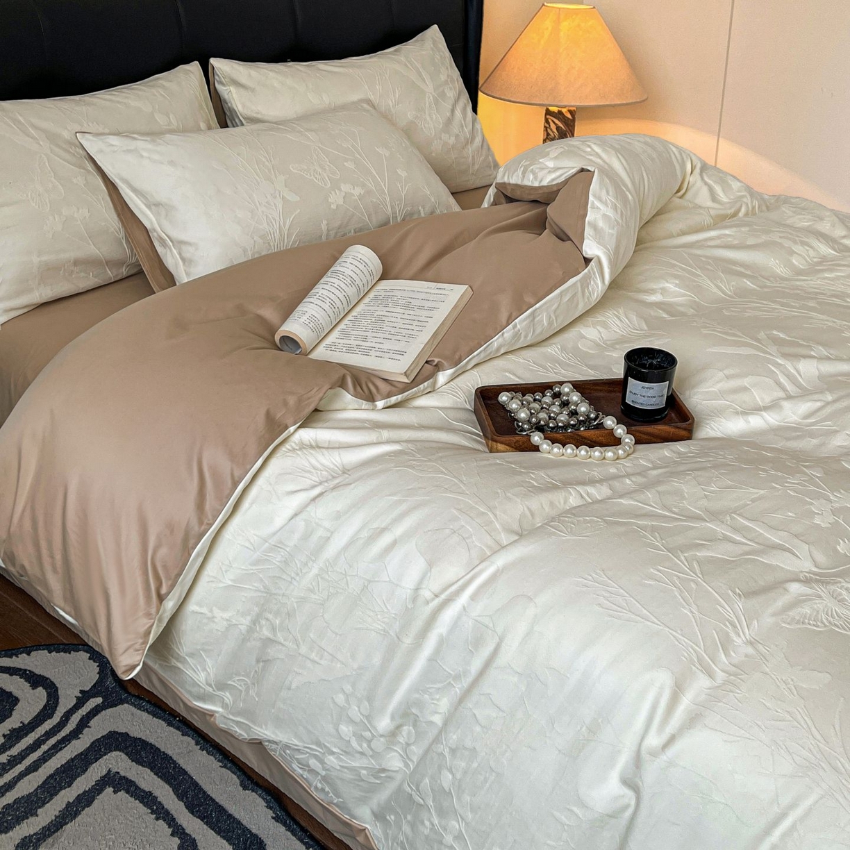 91家纺网 家纺一手货源 找家纺 乐家毛巾被（工厂自产自销） 2026春夏新款全棉60S长绒棉立体厚织提花四件套 素纹