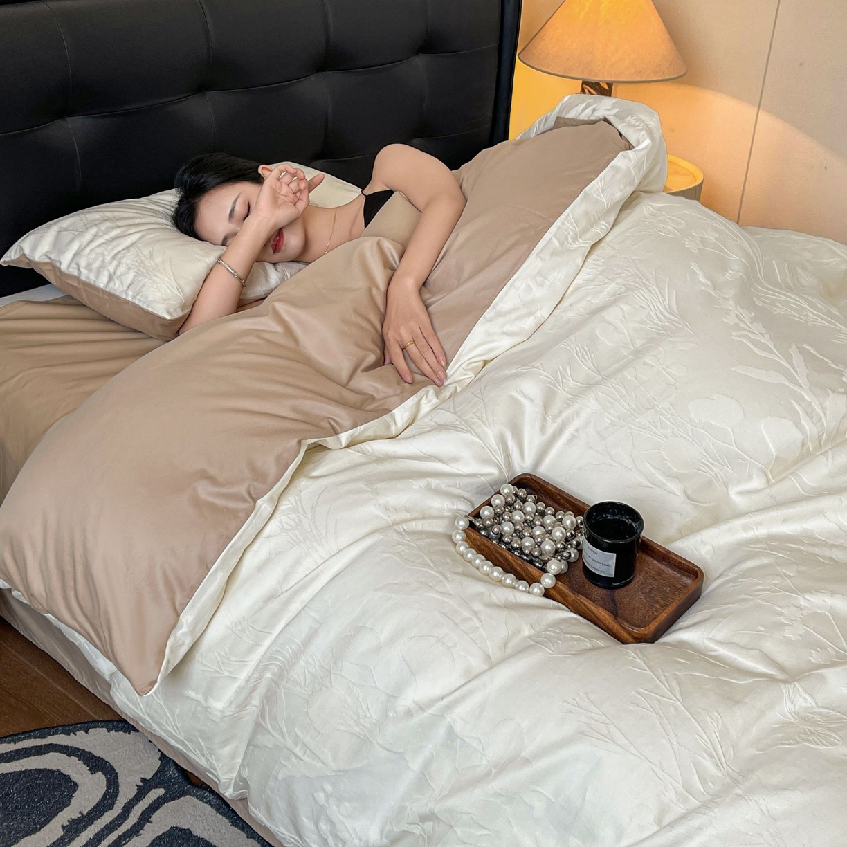 91家纺网 家纺一手货源 找家纺 乐家毛巾被（工厂自产自销） 2026春夏新款全棉60S长绒棉立体厚织提花四件套 素纹