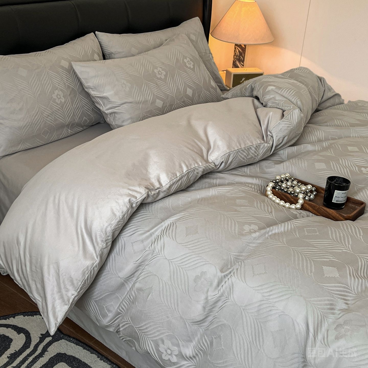 91家纺网 家纺一手货源 找家纺 乐家毛巾被（工厂自产自销） 2026春夏新款全棉60S长绒棉立体厚织提花四件套 同蔓