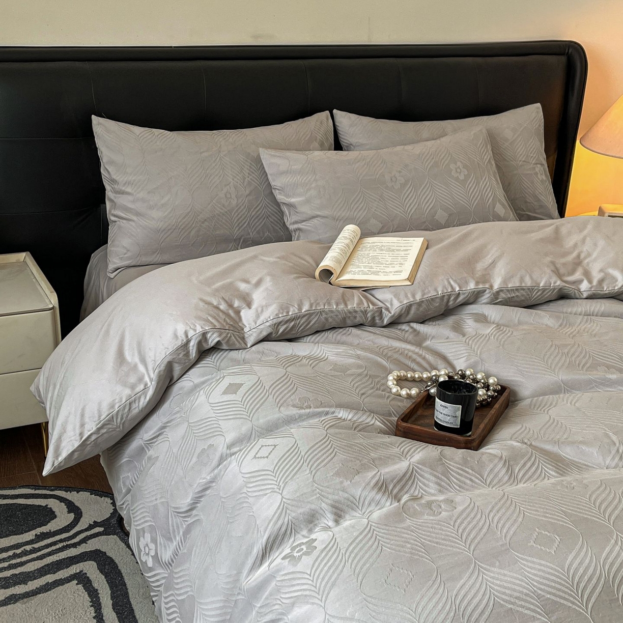 91家纺网 家纺一手货源 找家纺 乐家毛巾被（工厂自产自销） 2026春夏新款全棉60S长绒棉立体厚织提花四件套 同蔓