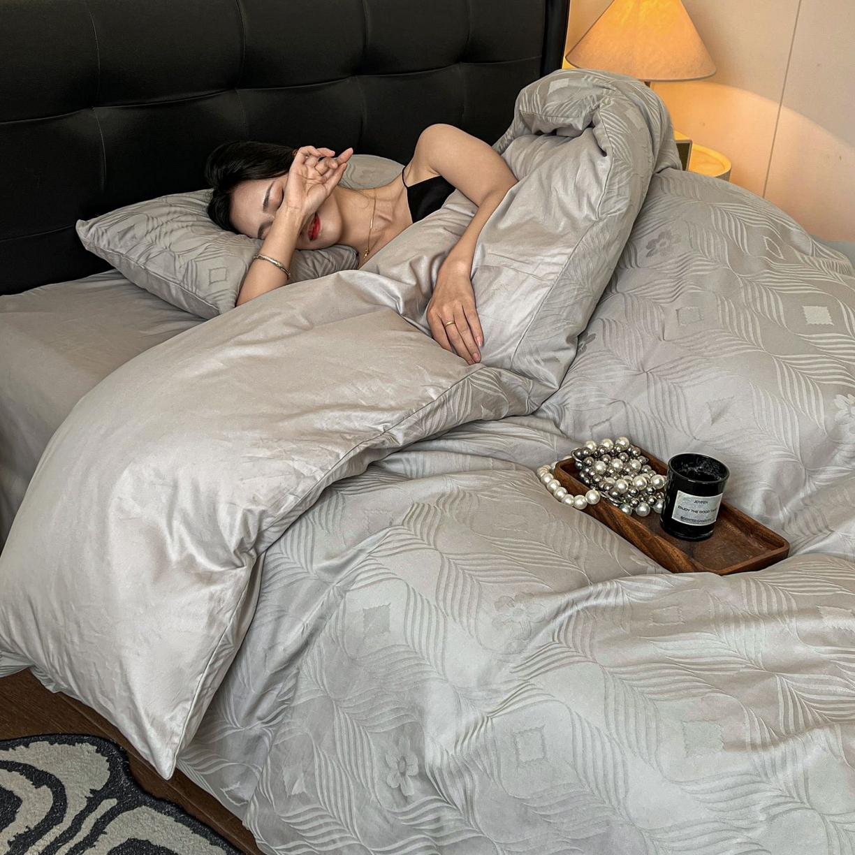 91家纺网 家纺一手货源 找家纺 乐家毛巾被（工厂自产自销） 2026春夏新款全棉60S长绒棉立体厚织提花四件套 同蔓