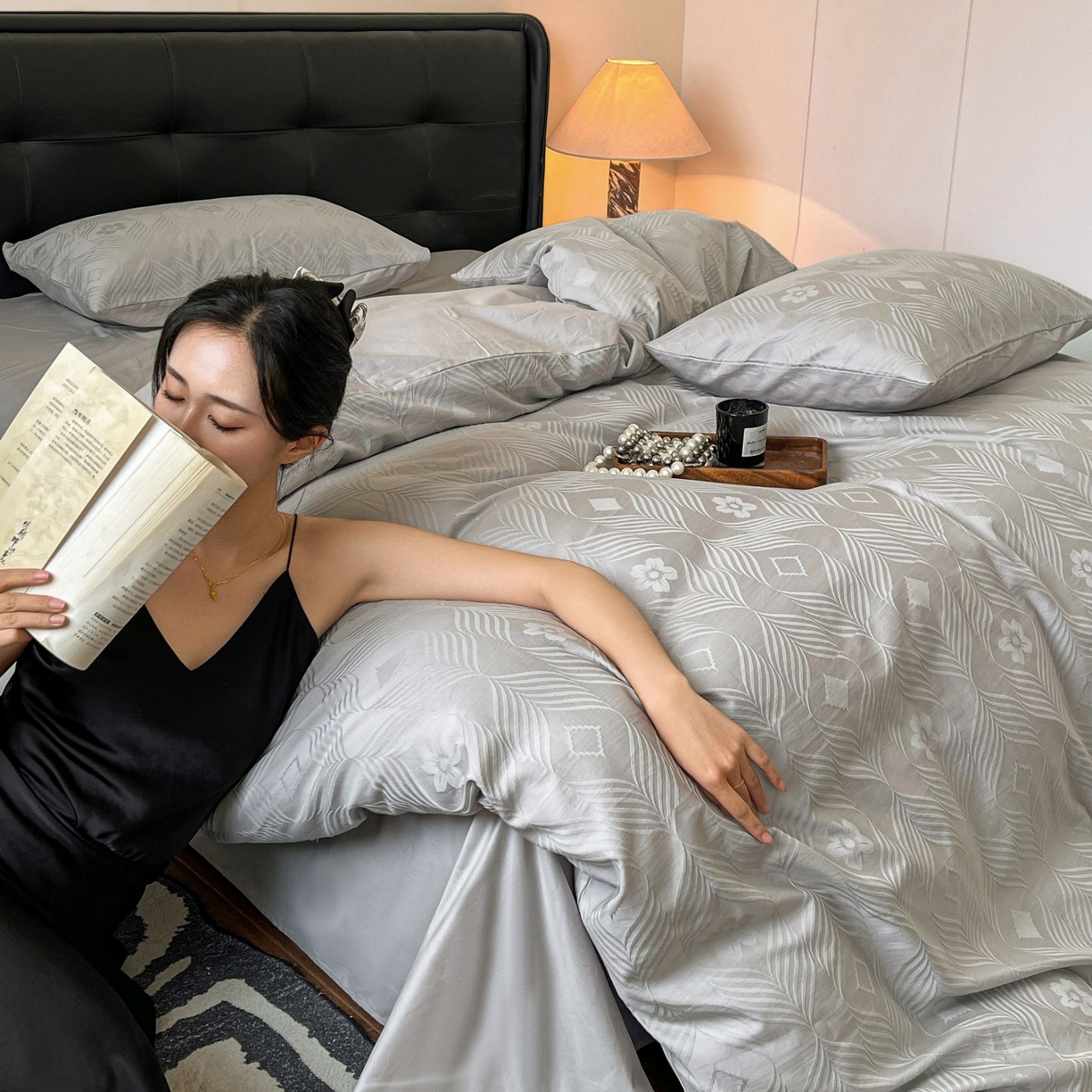 91家纺网 家纺一手货源 找家纺 乐家毛巾被（工厂自产自销） 2026春夏新款全棉60S长绒棉立体厚织提花四件套 同蔓