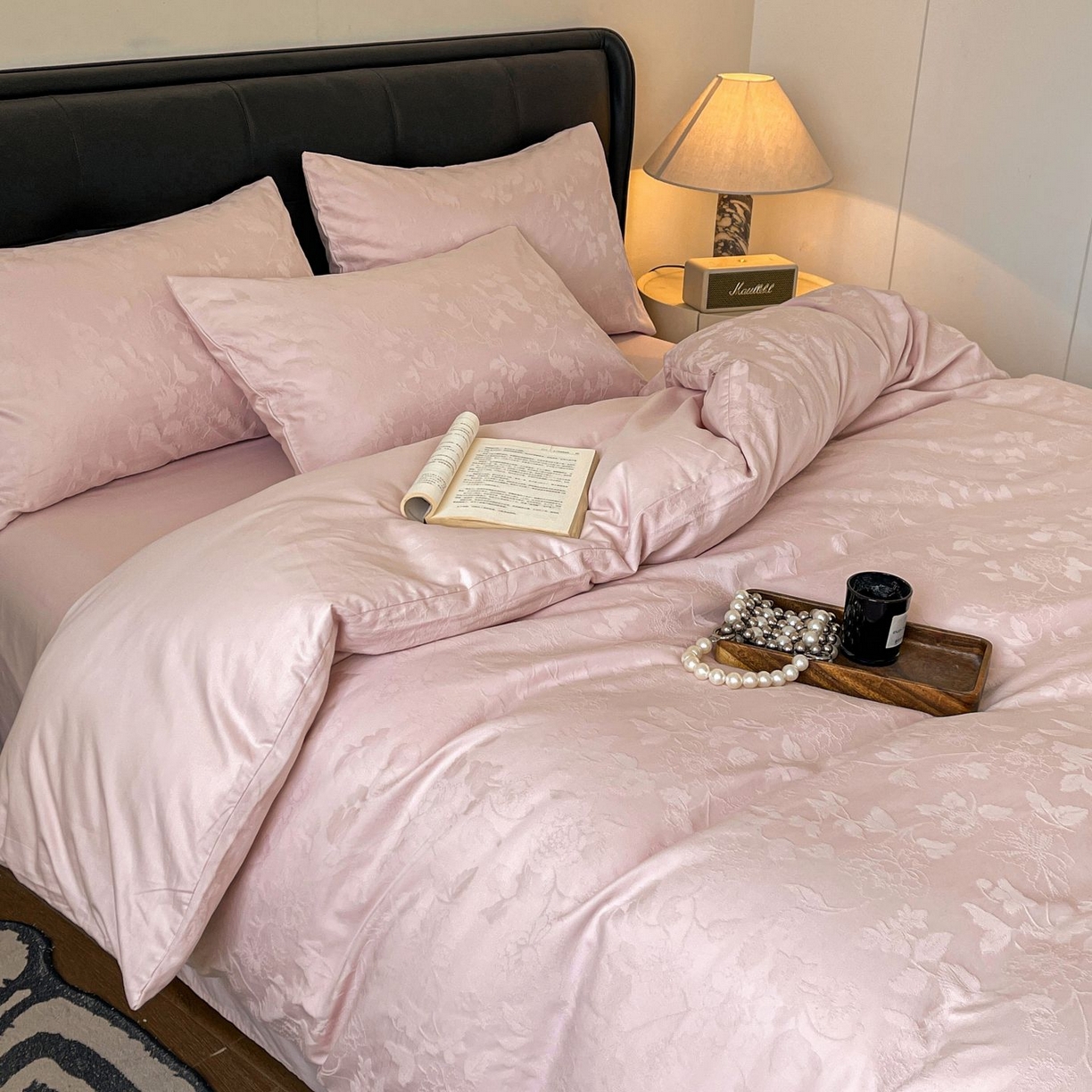 91家纺网 家纺一手货源 找家纺 乐家毛巾被（工厂自产自销） 2026春夏新款全棉60S长绒棉立体厚织提花四件套 昔叶