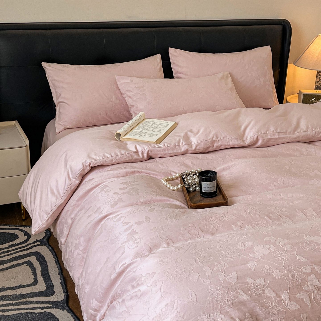 91家纺网 家纺一手货源 找家纺 乐家毛巾被（工厂自产自销） 2026春夏新款全棉60S长绒棉立体厚织提花四件套 昔叶