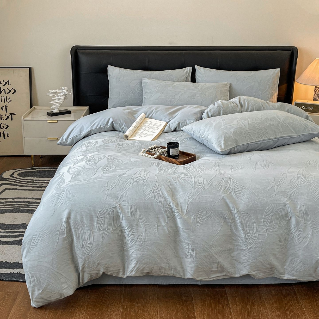 91家纺网 家纺一手货源 找家纺 乐家毛巾被（工厂自产自销） 2026春夏新款全棉60S长绒棉立体厚织提花四件套 纤条