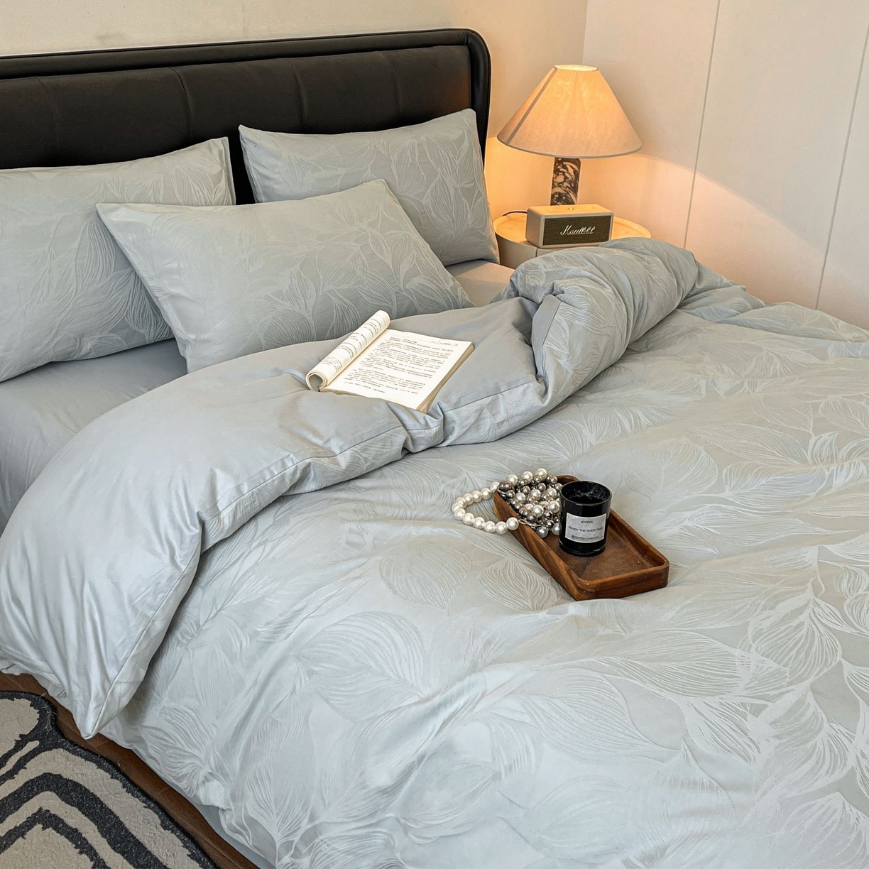 91家纺网 家纺一手货源 找家纺 乐家毛巾被（工厂自产自销） 2026春夏新款全棉60S长绒棉立体厚织提花四件套 纤条