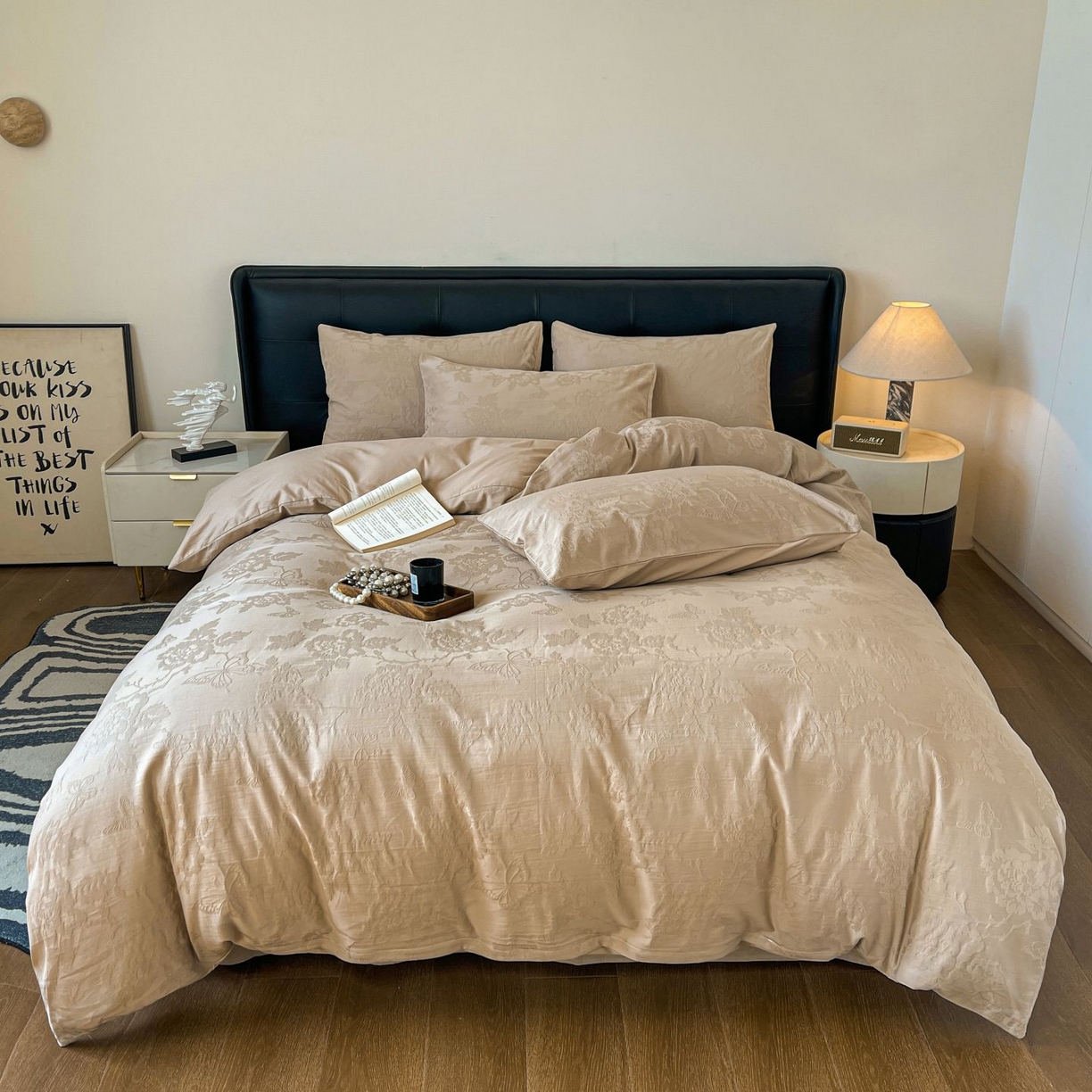 乐家毛巾被（工厂自产自销） 2026春夏新款全棉60S长绒棉立体厚织提花四件套 隐花